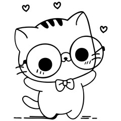 a cute nerdy boy cat wearing oversized glasses