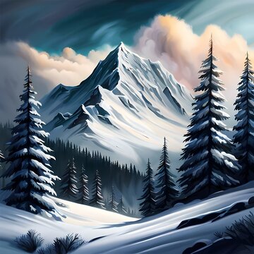 snow covered mountains