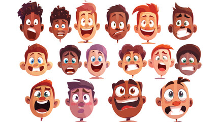 Cartoon Characters avatars emotion. Set of avatars wi