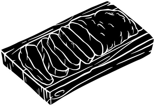 black sliced meat on wooden board clip art preview