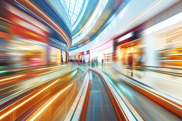 Fototapeta na wymiar A motion blur of a shopping centre or mall.