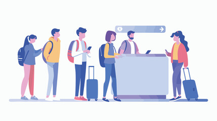 Check-in concept illustration with smartphone boardin