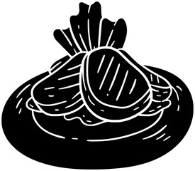 meat illustration beef silhouette dinner logo plate icon bowl outline food dish gourmet vegetable meal steak grilled roasted red shape delicious sauce lunch for vector graphic background