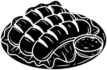 sausage illustration food silhouette meat logo dish icon plate outline grilled bowl dinner lunch meal pork cooked fried roasted shape eat beef barbecue for vector graphic background