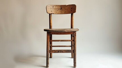 An antique four legged wooden chair that embodies the charm of yesteryears boasting impressive durability