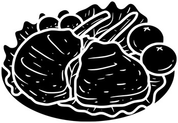 meat illustration dish silhouette food logo lamb icon beef outline bowl cuisine chop cooking dinner meal vegetable plate healthy shape hot sauce red for vector graphic background