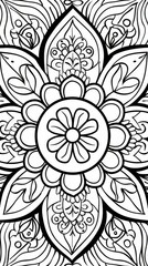 Black and White Drawing of a Flower