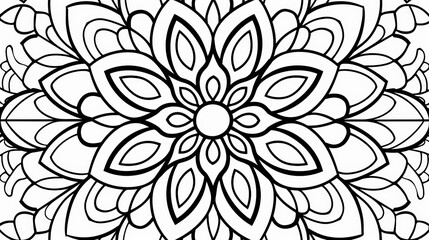 Intricate Black and White Circular Flower Design