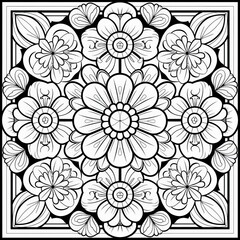 Detailed Black and White Flower Drawing