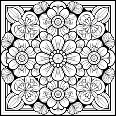 Detailed Black and White Flower Drawing