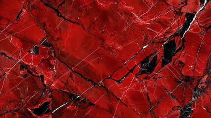 Dramatic crimson red marble with bold black veins, creating a striking and intense background