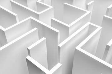 3D Puzzle In White Color, Abstract Background, 3D Render Illustration. 