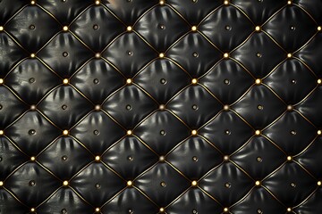 Vector illustration of black leather background with golden pattern .