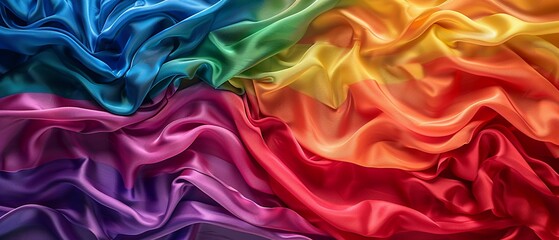 Fototapeta premium Rainbow colorful of lgbtq pride flag made from silk material in horizontal photo