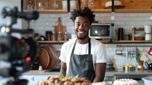A Chef Filming a Cooking Vlog