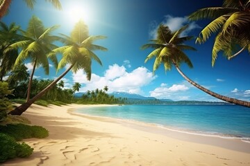 Fototapeta na wymiar Fantasy Tropical beach landscape outdoors tropical.