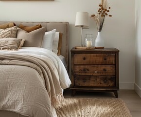 Bedroom With Bed, Nightstand, and Window