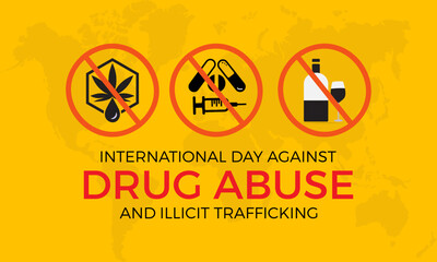 Obraz premium international day against drug abuse good life awareness vector illustration. Dangerous addiction prevention vector template for banner, card, background.