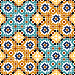 Seamless arabic geometric ornament based on traditional arabic art. Muslim mosaic. Girih style.
