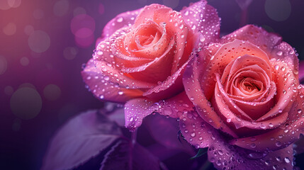 Magnifique roses avec goutte de pluie 