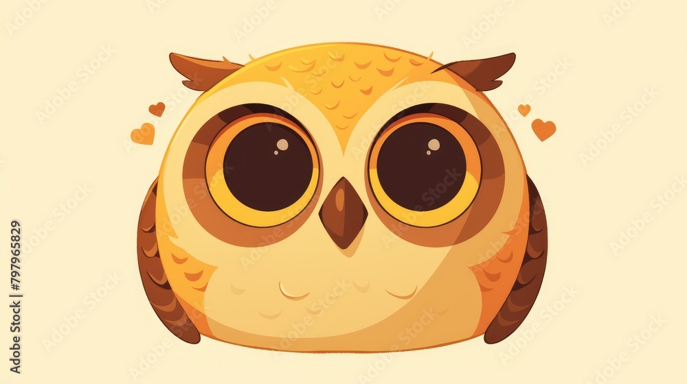 Sticker Illustration of an owl icon in 2d format