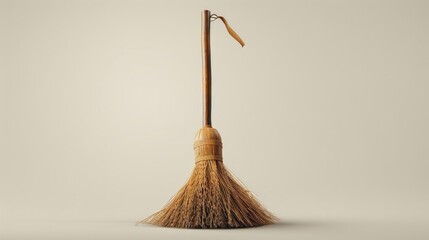 Simple broom with wooden handle, suitable for various cleaning concepts