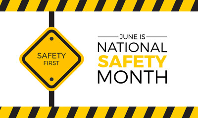 National Safety Month emergency awareness vector illustration. Accident safety prevention vector template for banner, card, background.