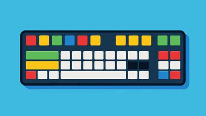 A specialized keyboard with enlarged and colorcoded keys to aid individuals with fine motor and visual processing difficulties in written. Vector illustration