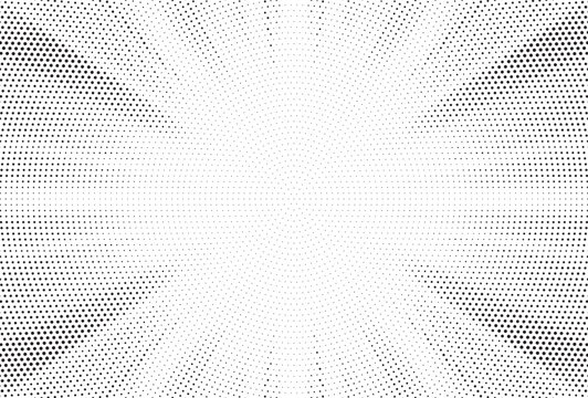 Halftone gradient sun rays pattern. Abstract halftone vector dots background. monochrome dots pattern. Vector background in comic book style with sunburst rays and halftone. Retro pop art design.	