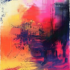 b'Colorful abstract painting with vibrant colors and a variety of brushstrokes'