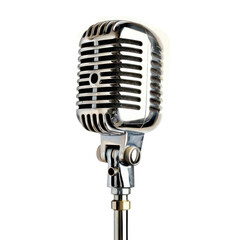 Fototapeta premium Retro microphone isolate on transparent png.