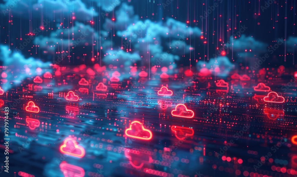 Poster abstract visualization of cloud data concept
