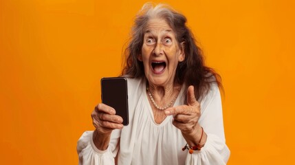 Surprised Senior Woman with Smartphone