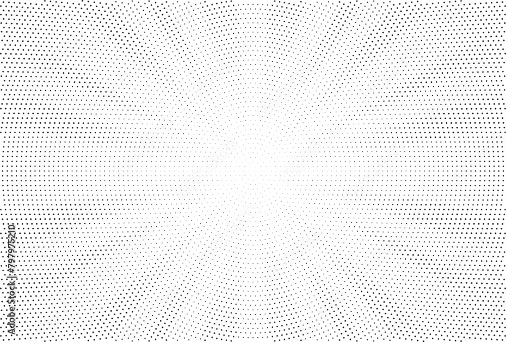 Poster Halftone gradient sun rays pattern. Abstract halftone vector dots background. monochrome dots pattern. Vector background in comic book style with sunburst rays and halftone. Retro pop art design.	
