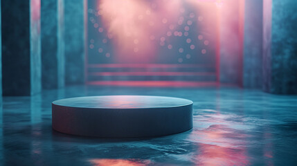 Round podium for show your product, award ceremony concept, stage backdrop, 3d cylinder on modern background, luxurious platform or stage, mockup for fashion presentation, abstract, fantasy,minimalism