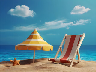 Fototapeta premium Creative summer beach with blue background.