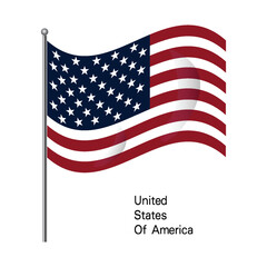 Fototapeta premium USA national flying flag with stars and stripes realistic