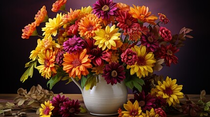 b'A beautiful bouquet of colorful flowers in a vase'
