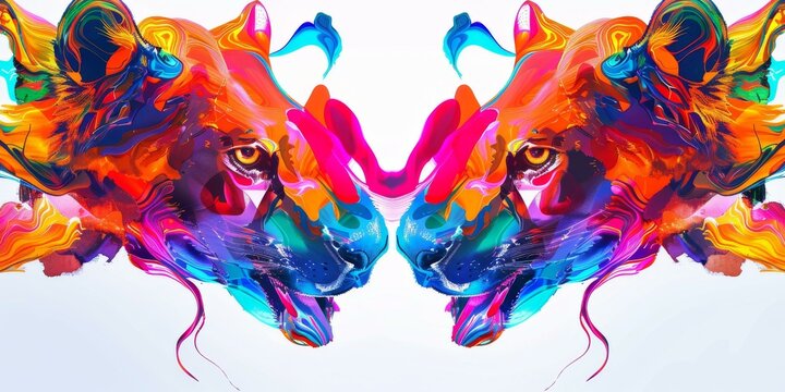 Colorful artistic painting of a mountain lion
