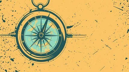 A beautiful illustration of a compass with a yellow background. The compass is made of a dark blue and has a light blue center.