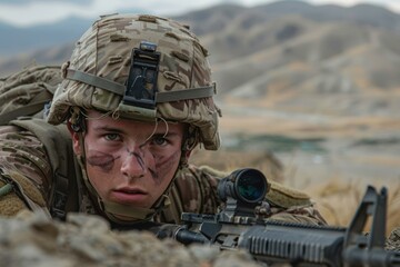 British soldier during the war in Afghanistan - obrazy, fototapety, plakaty