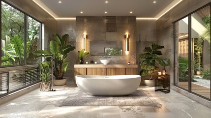 Interior Design: A luxurious bathroom with a spa-like atmosphere