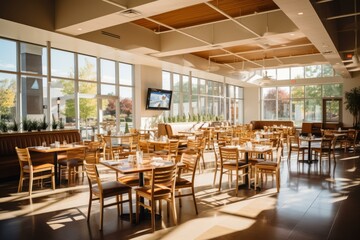 b'Bright and Airy Restaurant Interior'