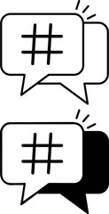 Topics Icons. Black and White Vector Hashtag Icons. popular Topics, Trends. Social Media and Web Communications Concept