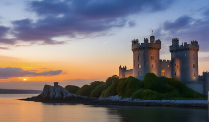 Blackrock Castle and observarory in Cork at sunset, Ireland