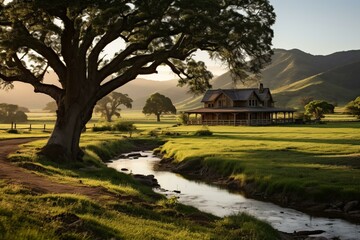 b'Farmhouse in a rural setting'