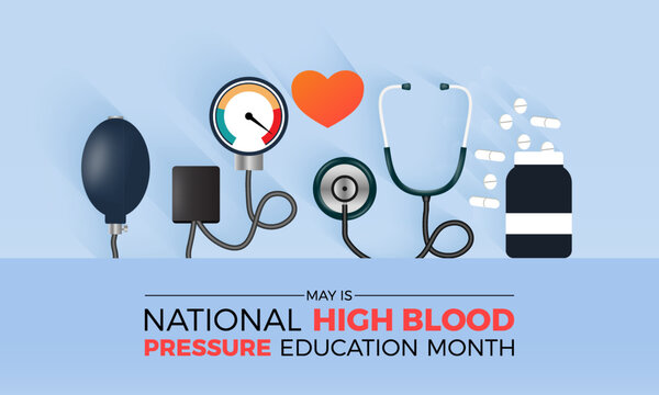National High Blood Pressure Education Month health awareness vector illustration. Disease prevention vector template for banner, card, background.