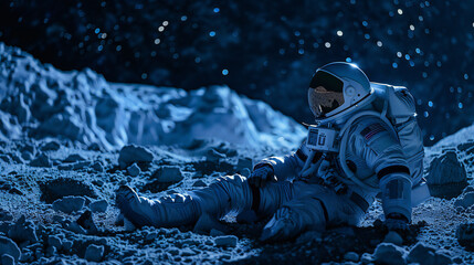 Exploring the Cosmos: A Heroic Quartet of Astronauts Unite on an Otherworldly Moonscape, Amidst a...