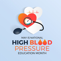 National High Blood Pressure Education Month health awareness vector illustration. Disease prevention vector template for banner, card, background.