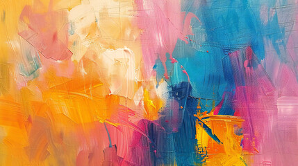 Exuberant and Vivid Abstraction: A Dazzling Symphony of Hues, Forms, and Textures in a Striking Artistic Masterpiece